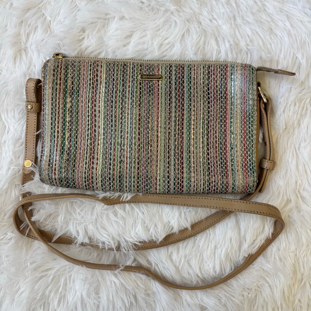 Brahmin Sienna Leather Shoulder/ Crossbody Bag in Multi Cardenas Multi-Color
